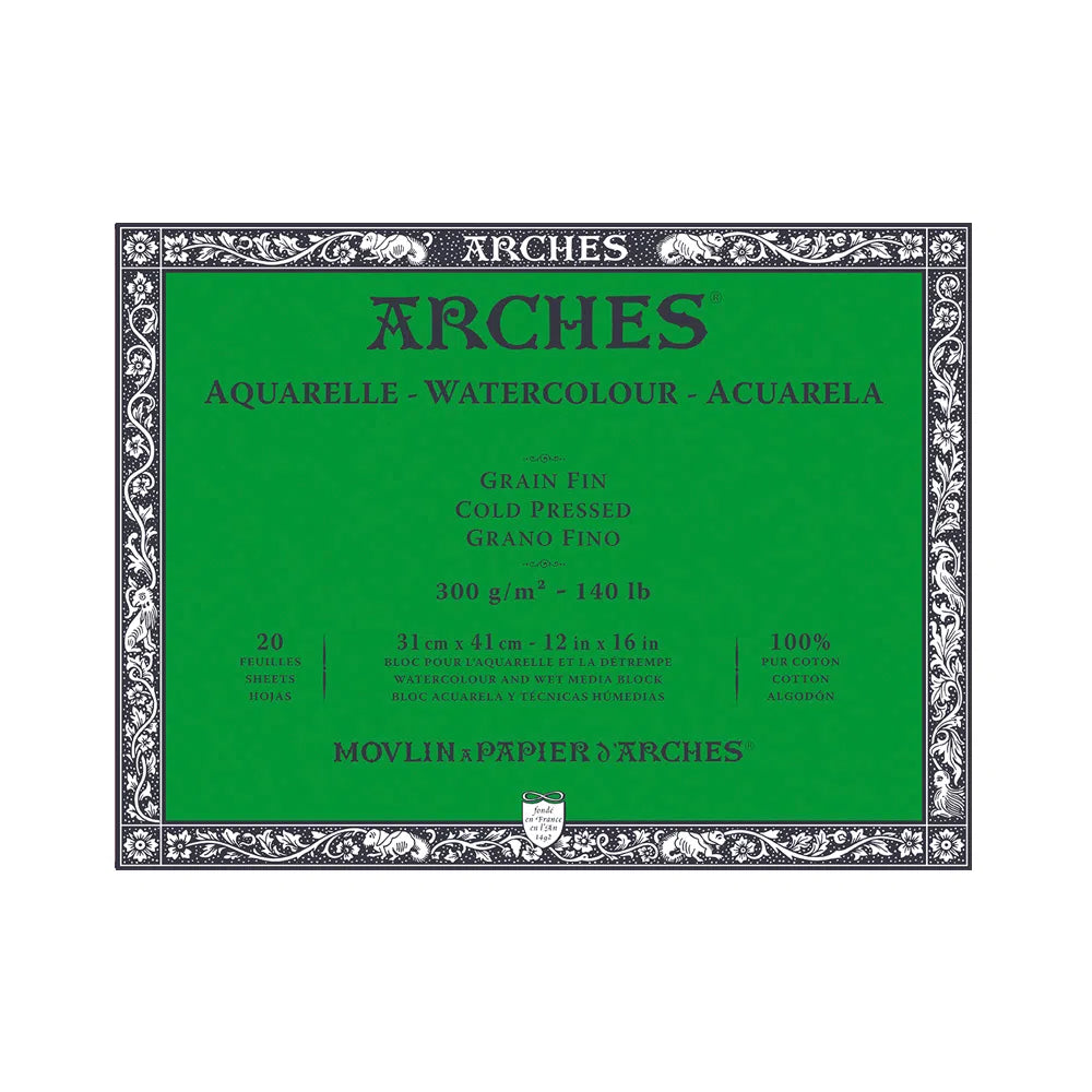 Bloco de Papel para Aquarela Arches TF 300g/m² 31x41cm 20 Folhas